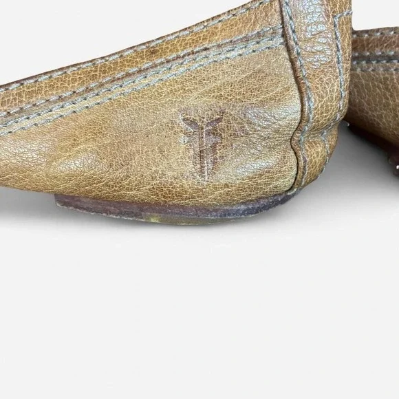 Frye Rounded Toe Tan Leather Patina Ballet Flats Sz 8 coquettegirl balletcore - Picture 2 of 8